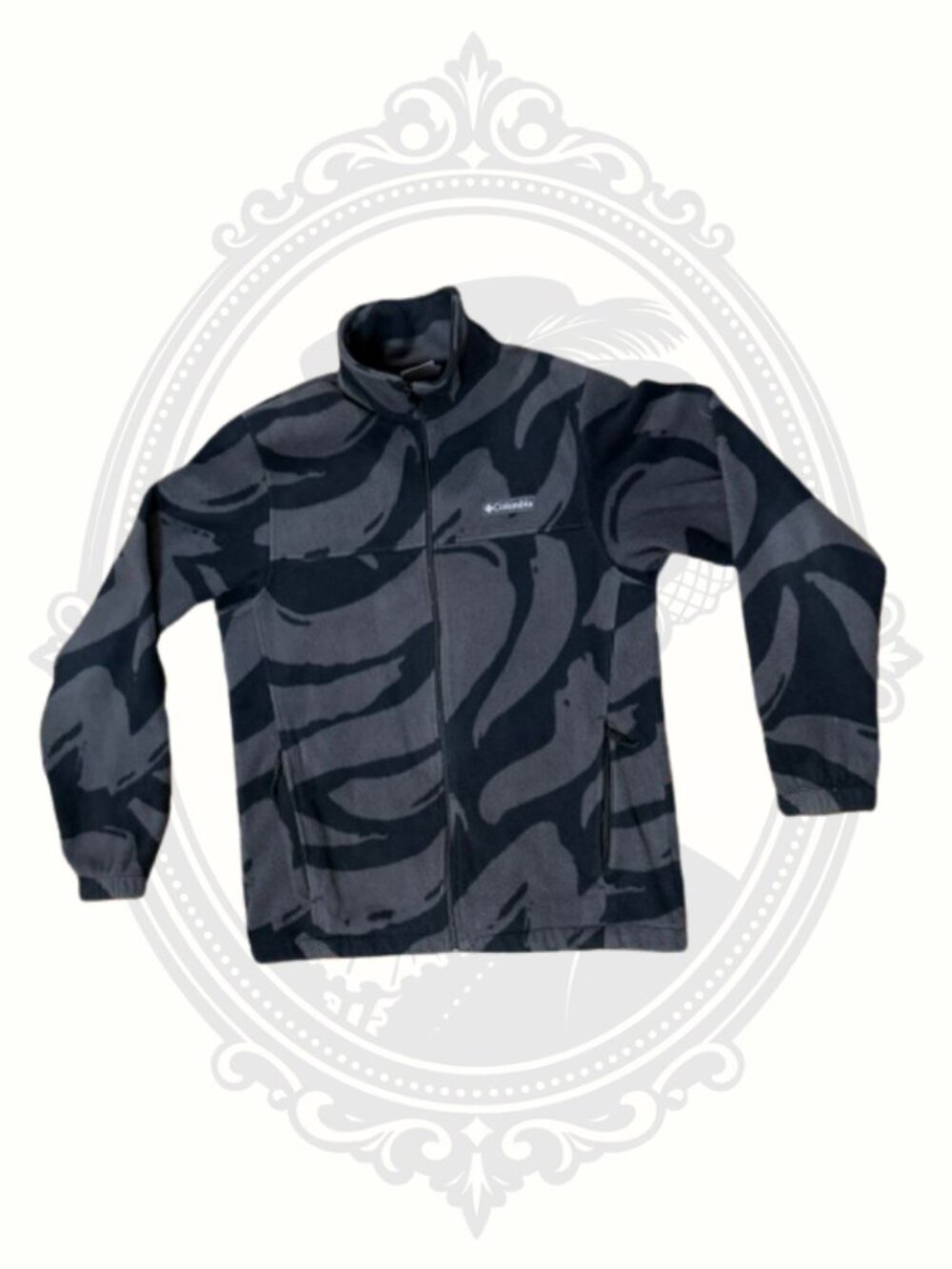 Columbia Black Gray Patterned Full Zip Fleece Jacket Women's Small